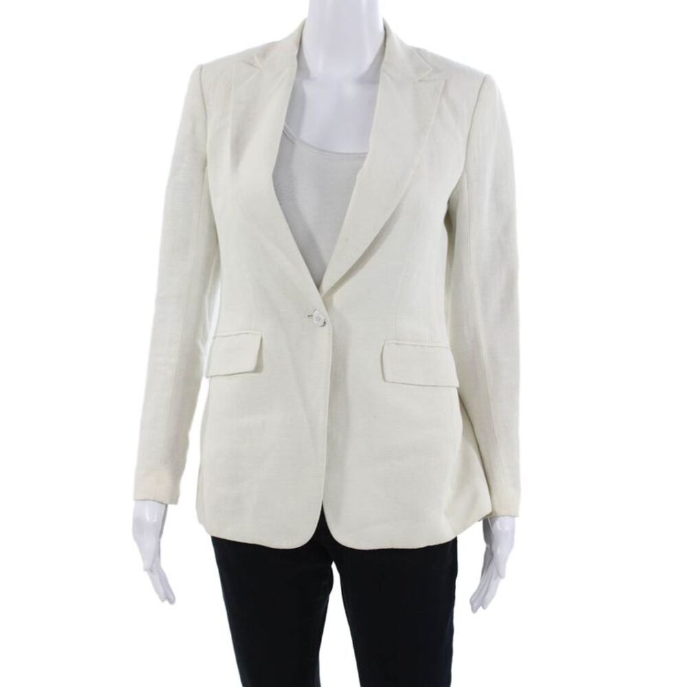 Rag & Bone Womens Textured One Button Long Sleeve Lined Blazer Beige Size 0